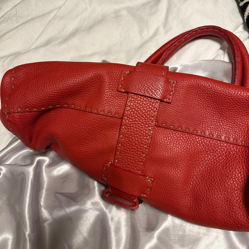 Fendi Sellaria Red Leather Bag w/Silver Hardware - Picture 6 of 12